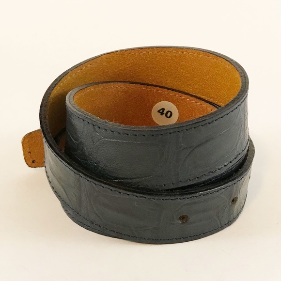 Dark Blue Crocodile Belt with Light Blue Stones - Picture 2 of 4